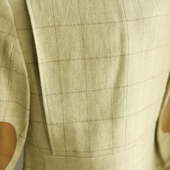 Boys Blazer Polo Ralph Lauren Linen Silk Blend Windowpane Beige Camel Size 10 - Picture 6 of 6